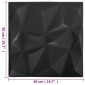 vidaXL Πάνελ τοίχου 12 τμχ. 50 x 50 cm Διαμάντι Μαύρο Φελιζόλ XPS