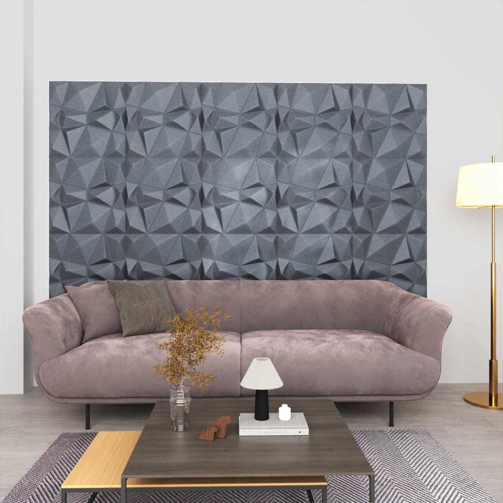 vidaXL Πάνελ τοίχου 24 τμχ. 50 x 50 cm Διαμάντι Γκρι Φελιζόλ XPS