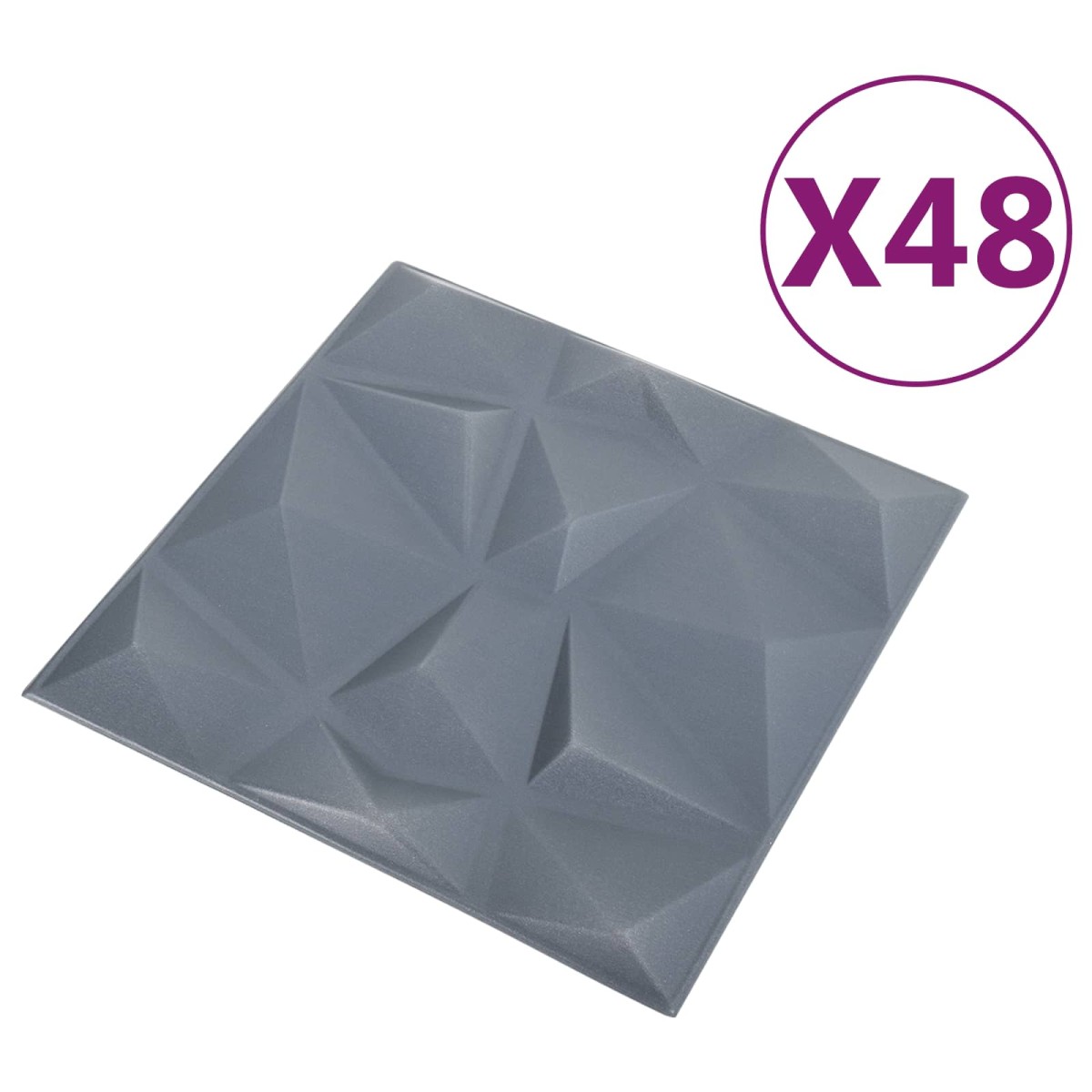 vidaXL Πάνελ τοίχου 48 τμχ. 50 x 50 cm Διαμάντι Γκρι Φελιζόλ XPS