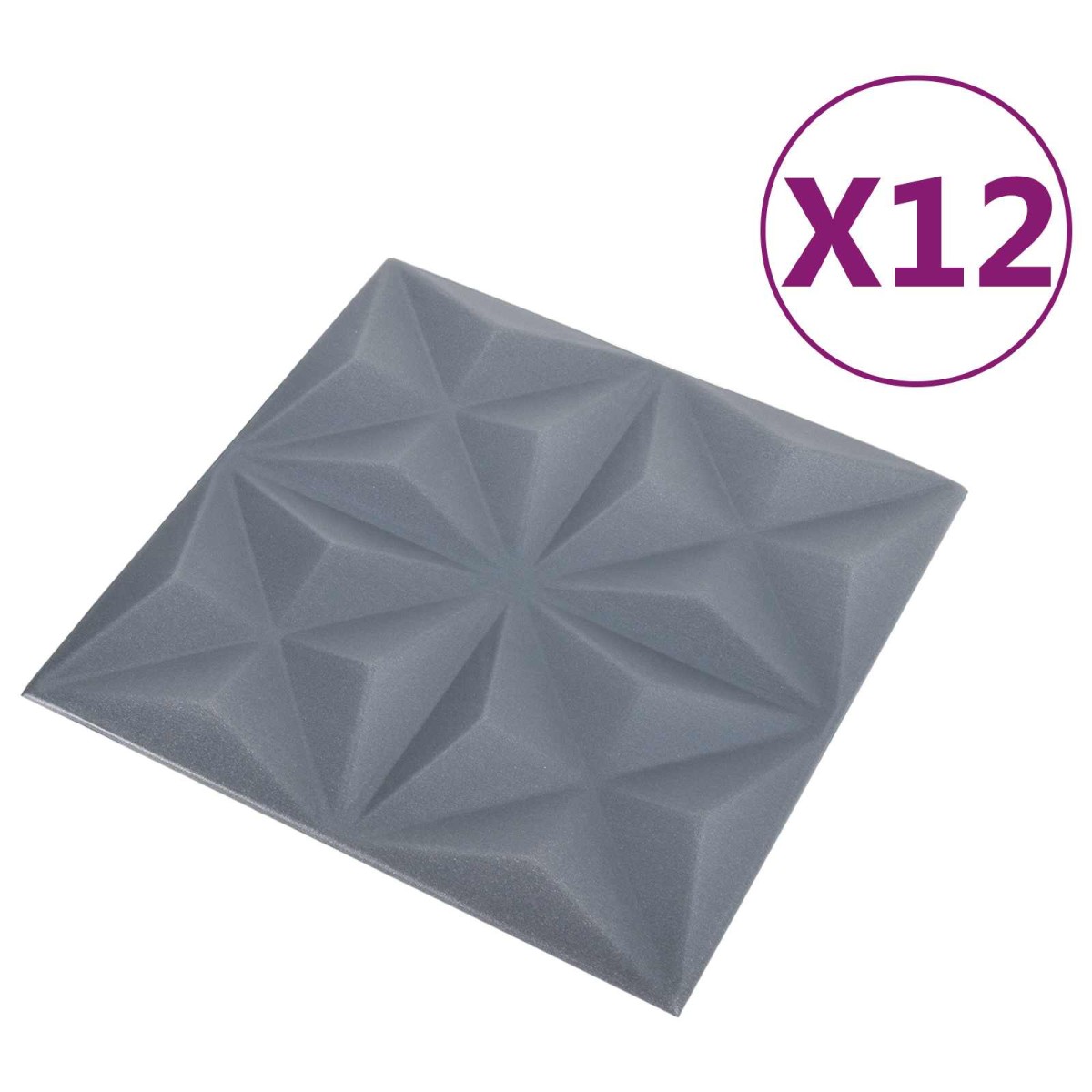 vidaXL Πάνελ τοίχου 12 τμχ. 50 x 50 cm Οριγκάμι Γκρι Φελιζόλ XPS