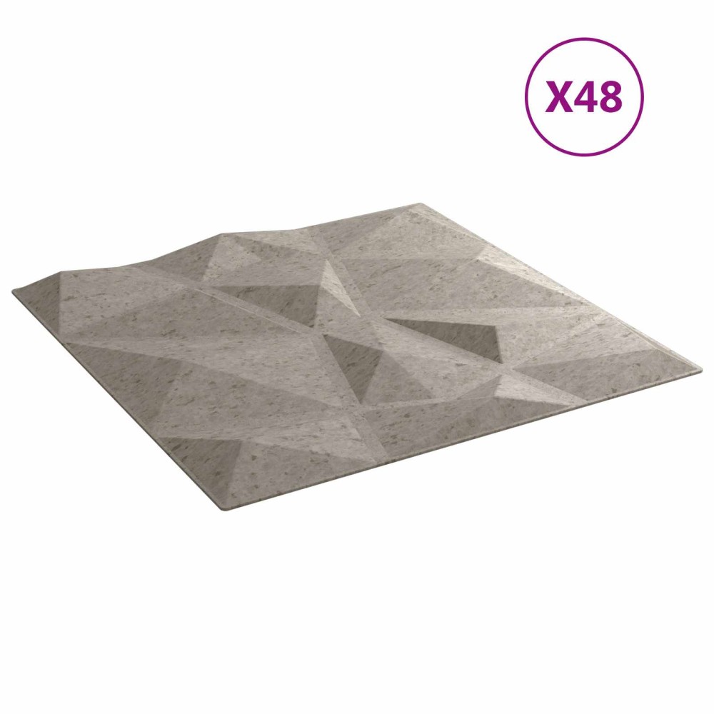 vidaXL Πάνελ τοίχου 48 τμχ. 50 x 50 cm Γκρι Σκυροδέματος Φελιζόλ XPS