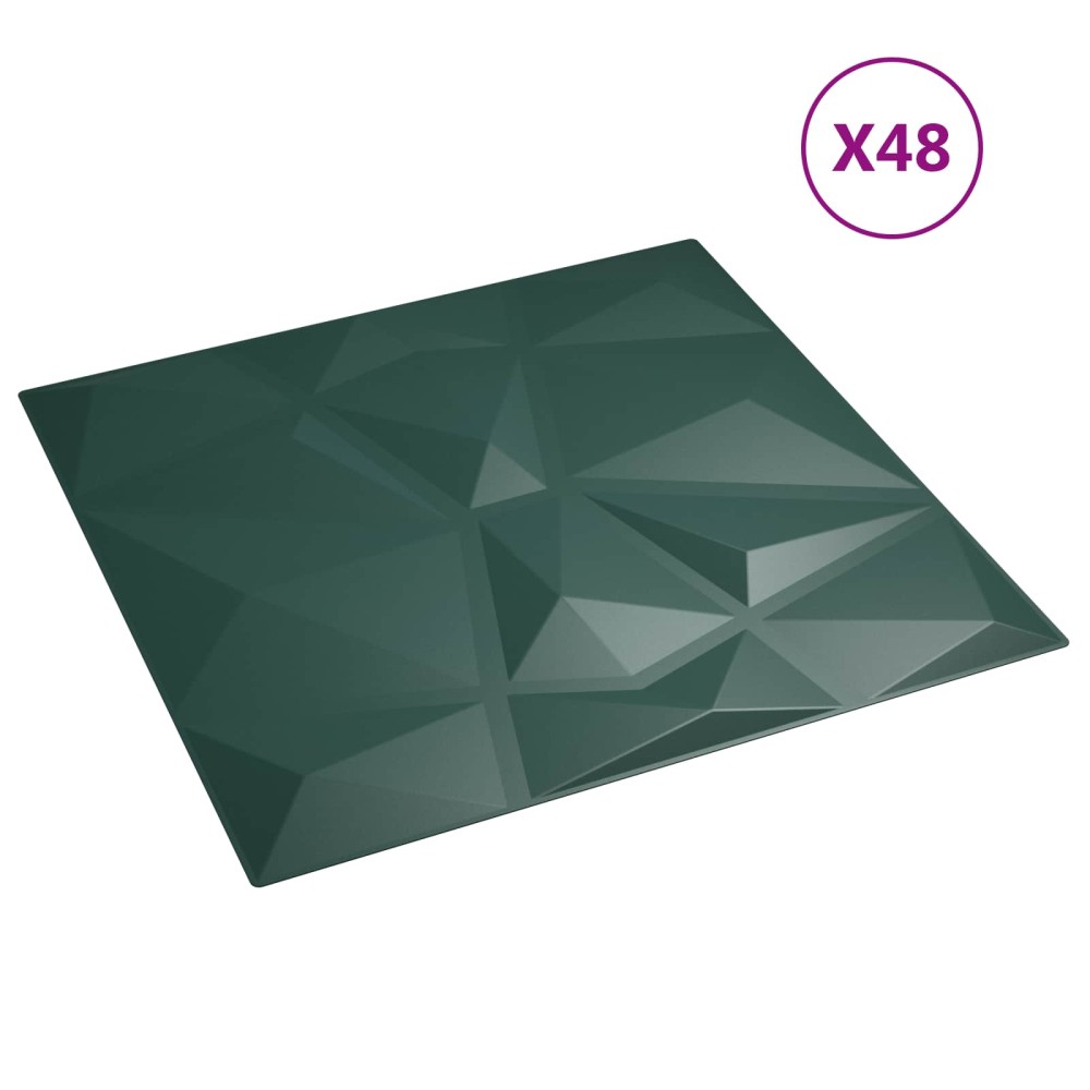 vidaXL Πάνελ τοίχου 48 τμχ. 50 x 50 cm Πράσινο Φελιζόλ XPS