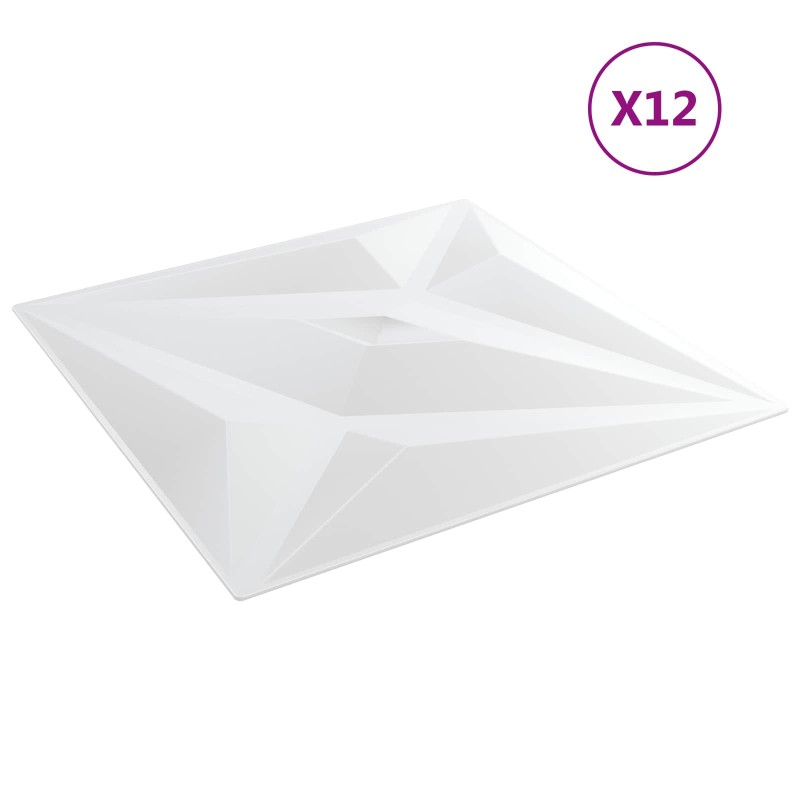 vidaXL Πάνελ τοίχου 12 τμχ. 50 x 50 cm Άσπρο Αστέρι Φελιζόλ XPS
