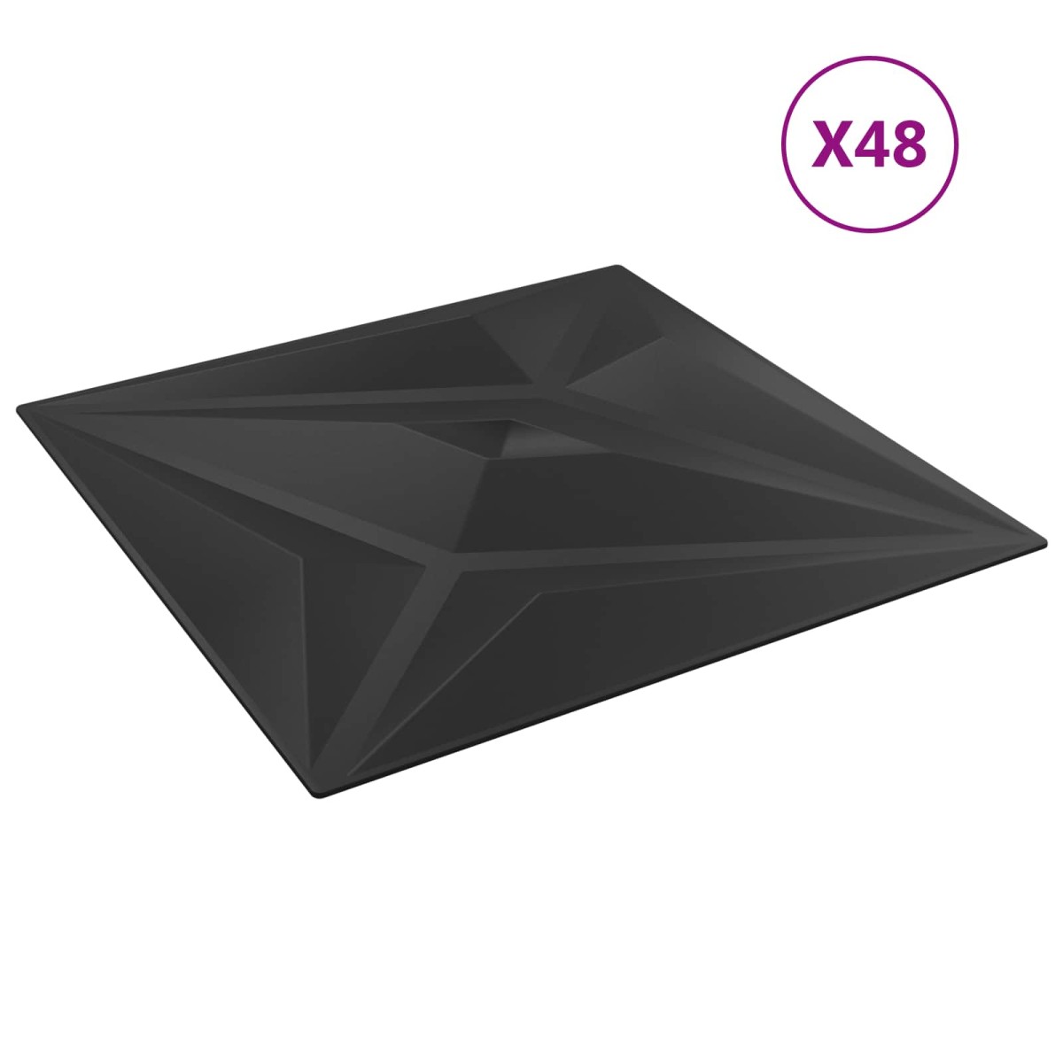 vidaXL Πάνελ τοίχου 48 τμχ. 50 x 50 cm Μαύρο Αστέρι Φελιζόλ XPS