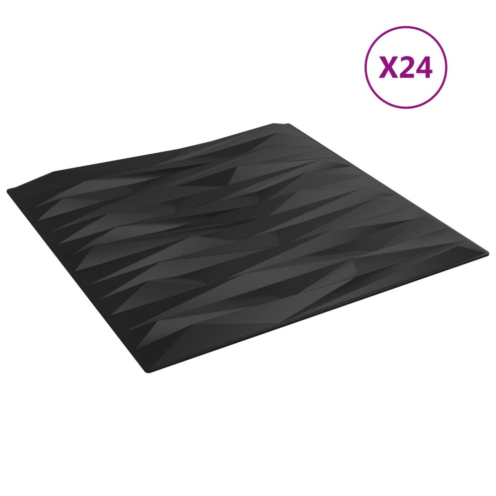 vidaXL Πάνελ τοίχου 24 τμχ. 50 x 50 cm Μαύρη Πέτρα Φελιζόλ XPS