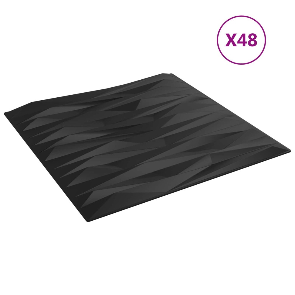 vidaXL Πάνελ τοίχου 48 τμχ. 50 x 50 cm Μαύρη Πέτρα Φελιζόλ XPS