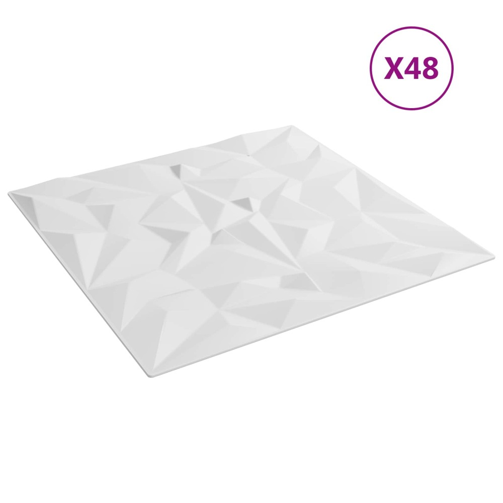 vidaXL Πάνελ τοίχου 48 τμχ. 50 x 50 cm Λευκό Φελιζόλ XPS