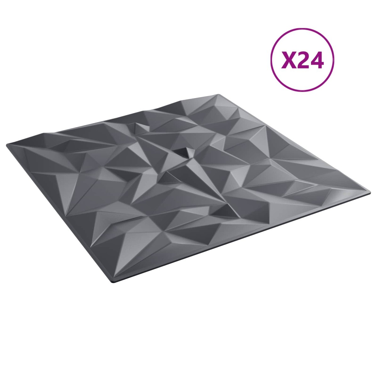 vidaXL Πάνελ τοίχου 24 τμχ. 50 x 50 cm Αμέθυστος Γκρι Φελιζόλ XPS