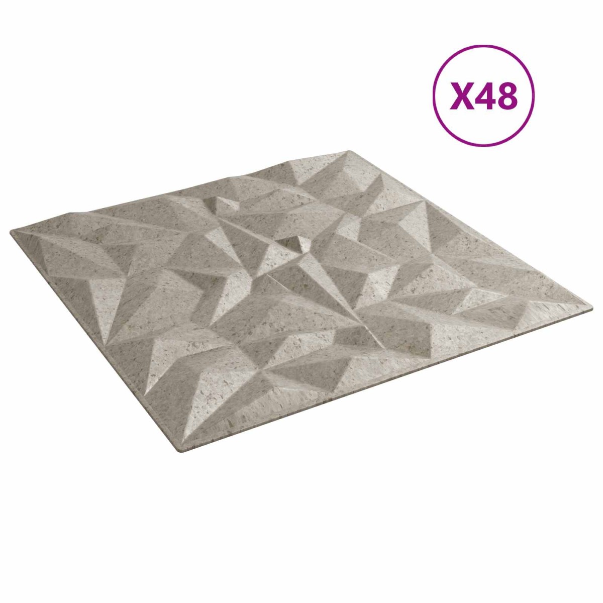vidaXL Πάνελ τοίχου 48 τμχ. 50 x 50 cm Αμέθυστος Μπετόν Φελιζόλ XPS