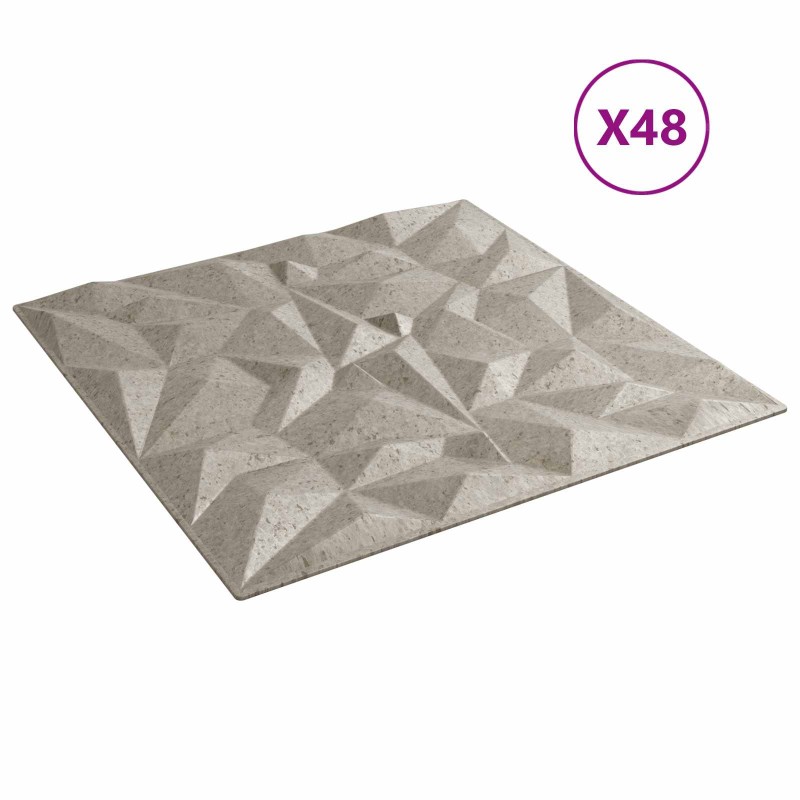 vidaXL Πάνελ τοίχου 48 τμχ. 50 x 50 cm Αμέθυστος Μπετόν Φελιζόλ XPS