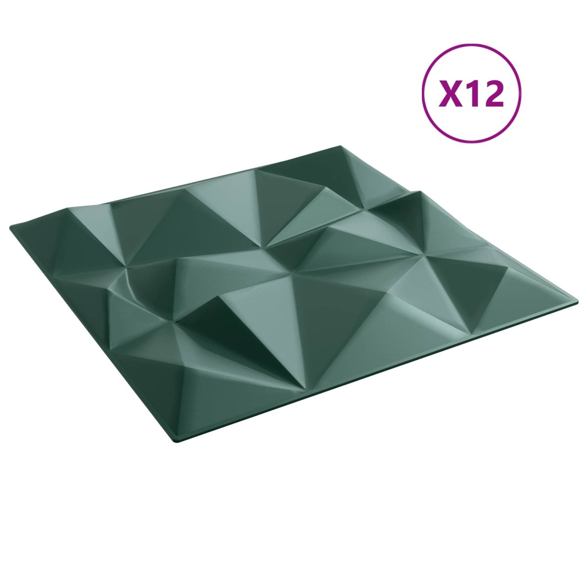 vidaXL Πάνελ τοίχου 12 τμχ. 50 x 50 cm Διαμάντι Πράσινο Φελιζόλ XPS