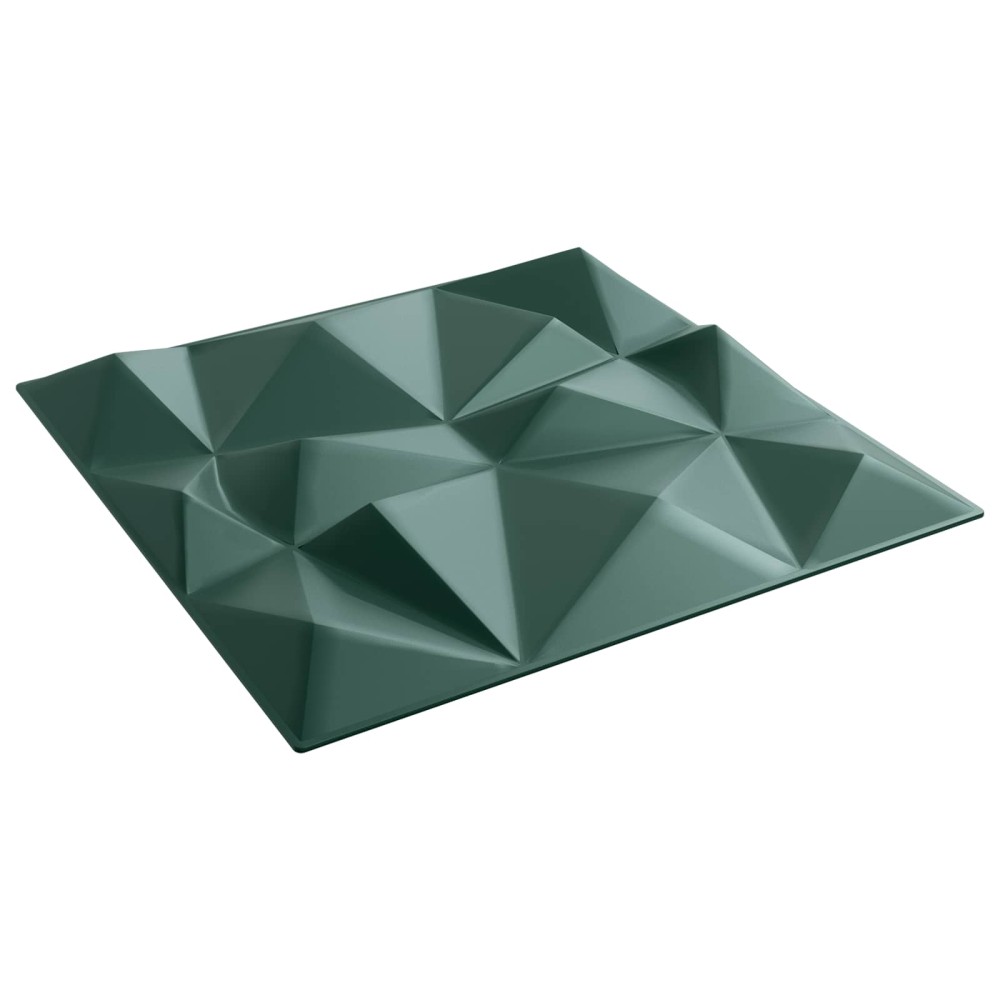 vidaXL Πάνελ τοίχου 12 τμχ. 50 x 50 cm Διαμάντι Πράσινο Φελιζόλ XPS