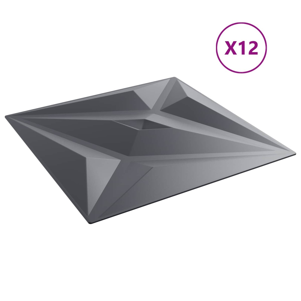 vidaXL Πάνελ τοίχου 12 τμχ. 50 x 50 cm Αστέρι Γκρι Φελιζόλ XPS