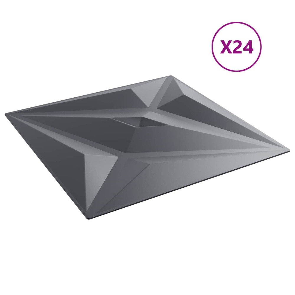 vidaXL Πάνελ τοίχου 24 τμχ. 50 x 50 cm Αστέρι Γκρι Φελιζόλ XPS