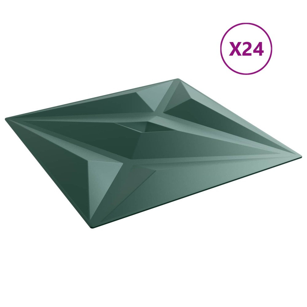 vidaXL Πάνελ τοίχου 24 τμχ. 50 x 50 cm Αστέρι Πράσινο Φελιζόλ XPS