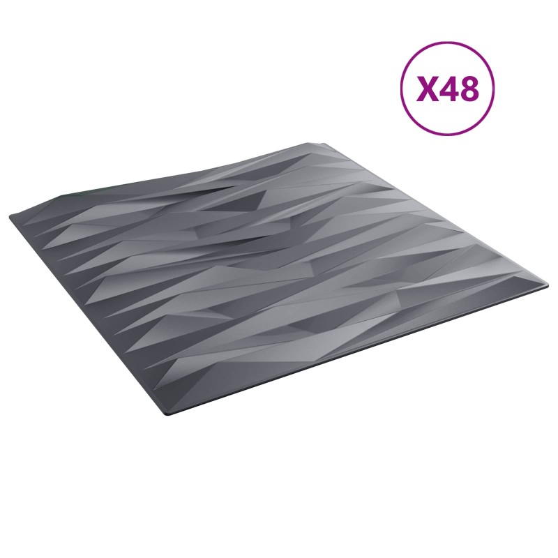 vidaXL Πάνελ τοίχου 48 τμχ. 50 x 50 cm Γκρίζο Πέτρες Φελιζόλ XPS