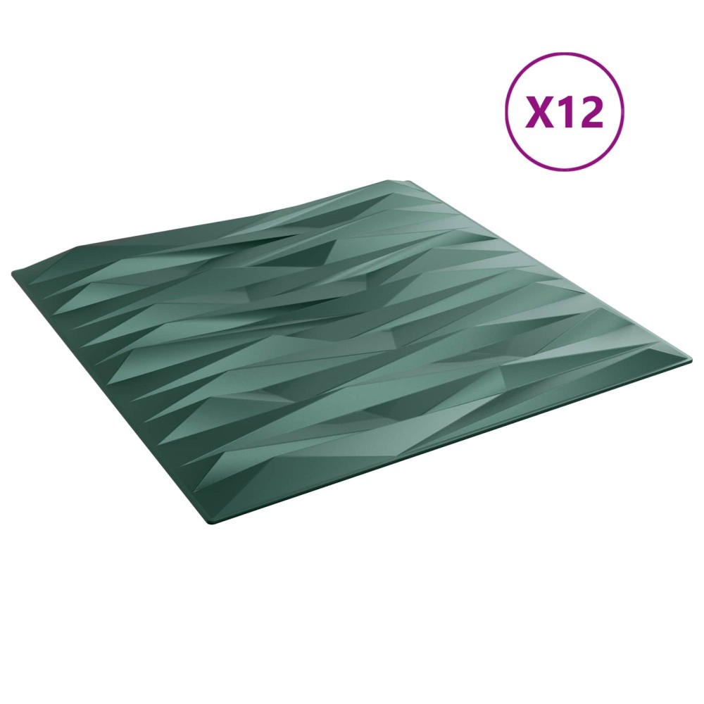 vidaXL Πάνελ τοίχου 12 τμχ. 50 x 50 cm Πέτρα Πράσινο Φελιζόλ XPS