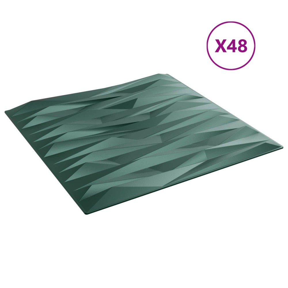 vidaXL Πάνελ τοίχου 48 τμχ. 50 x 50 cm Πέτρα Πράσινο Φελιζόλ XPS