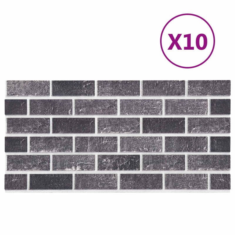 vidaXL Πάνελ τοίχου 10 τμχ. 100 x 50 cm Μαύρο και Γκρι Αφρός EPS