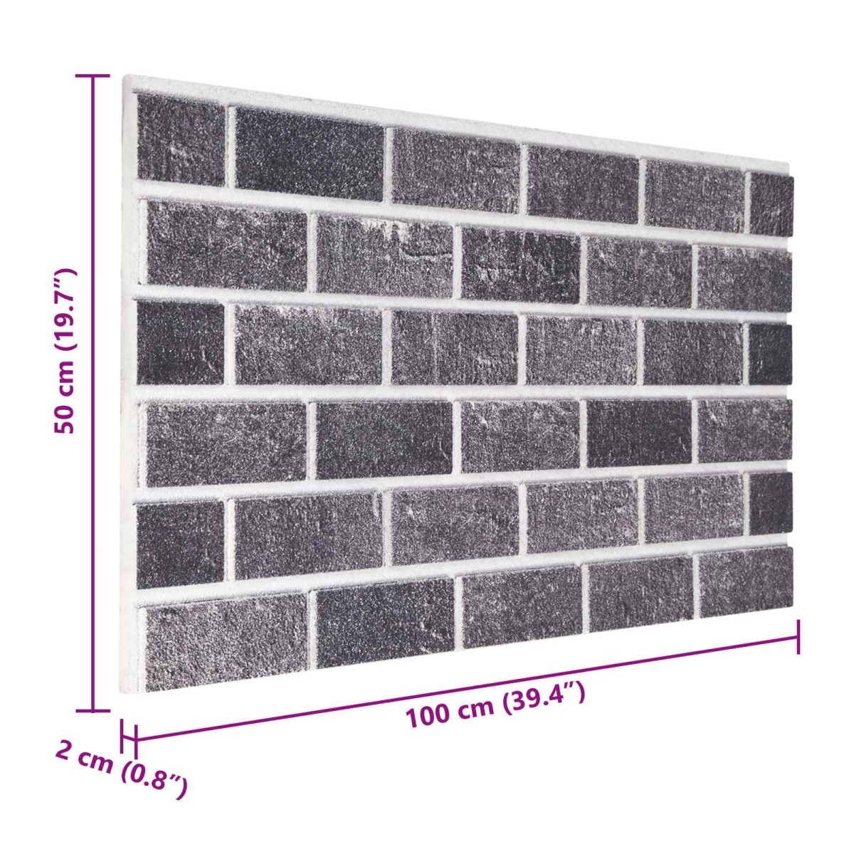 vidaXL Πάνελ τοίχου 10 τμχ. 100 x 50 cm Μαύρο και Γκρι Αφρός EPS