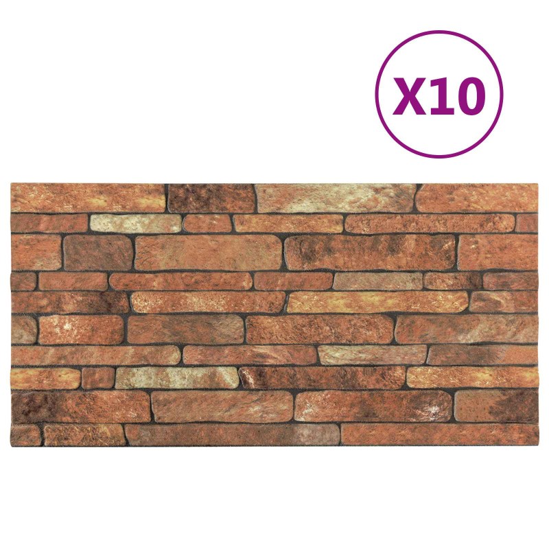 vidaXL Πάνελ τοίχου 10 τμχ. 100 x 50 cm Καφέ και Λευκό Αφρός EPS