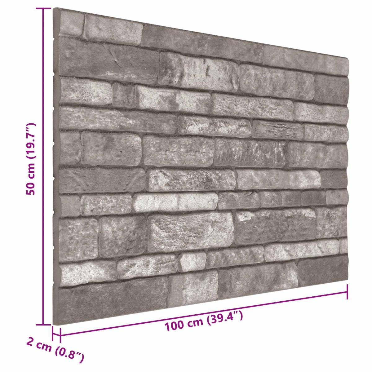 vidaXL Πάνελ τοίχου 10 τμχ. 100 x 50 cm Σκούρο Γκρι Αφρός EPS