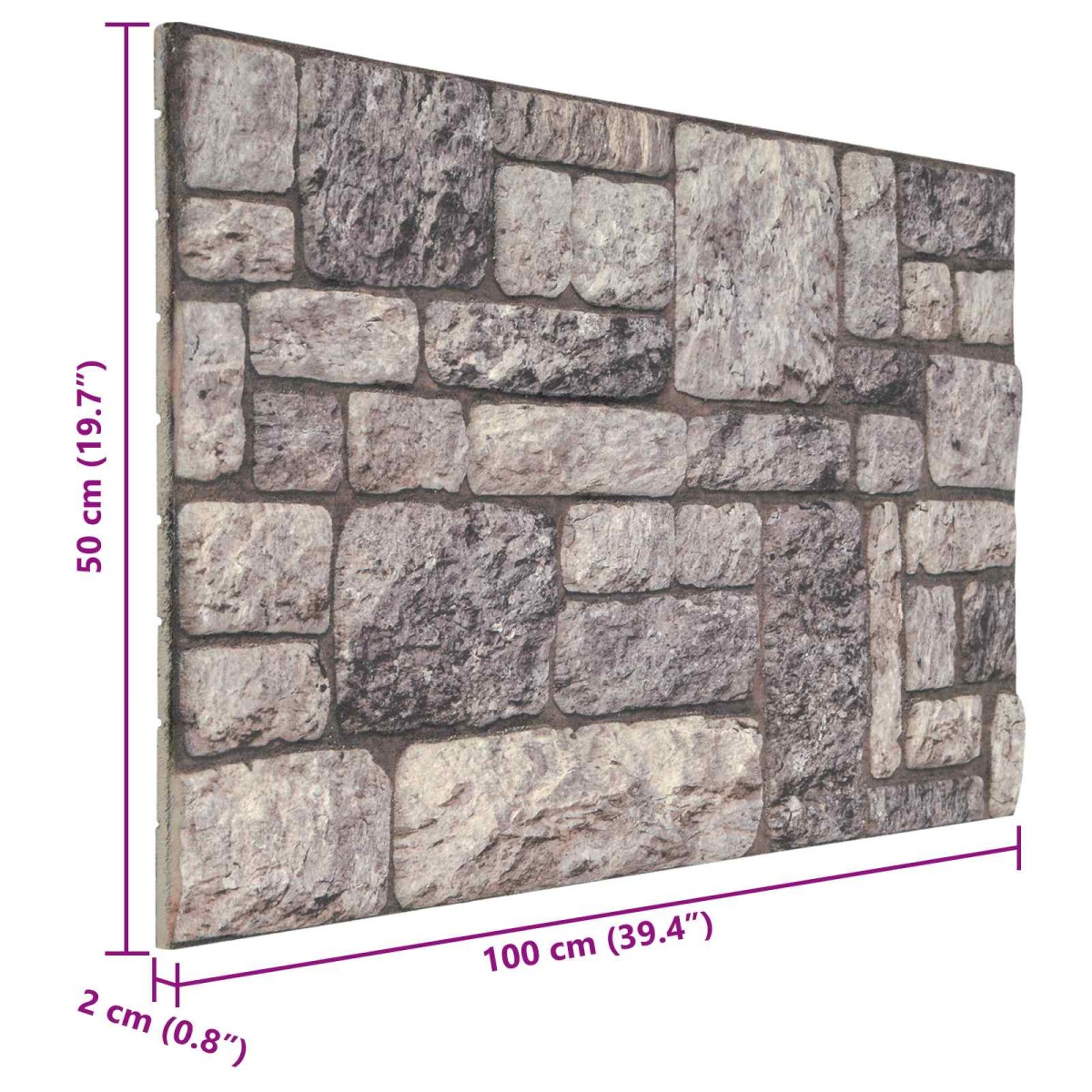 vidaXL Πάνελ τοίχου 10 τμχ. 100 x 50 cm Γκρι και Λευκό Αφρός EPS