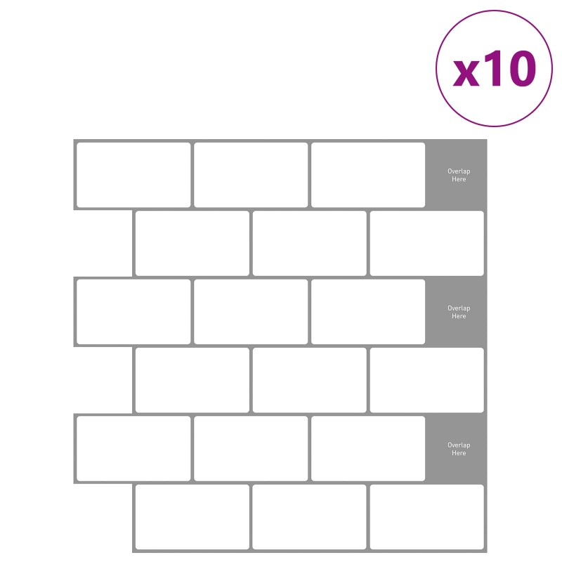 vidaXL Πλακάκι Subway 10 τεμ. Λευκό Γκρι 30 x 30 cm