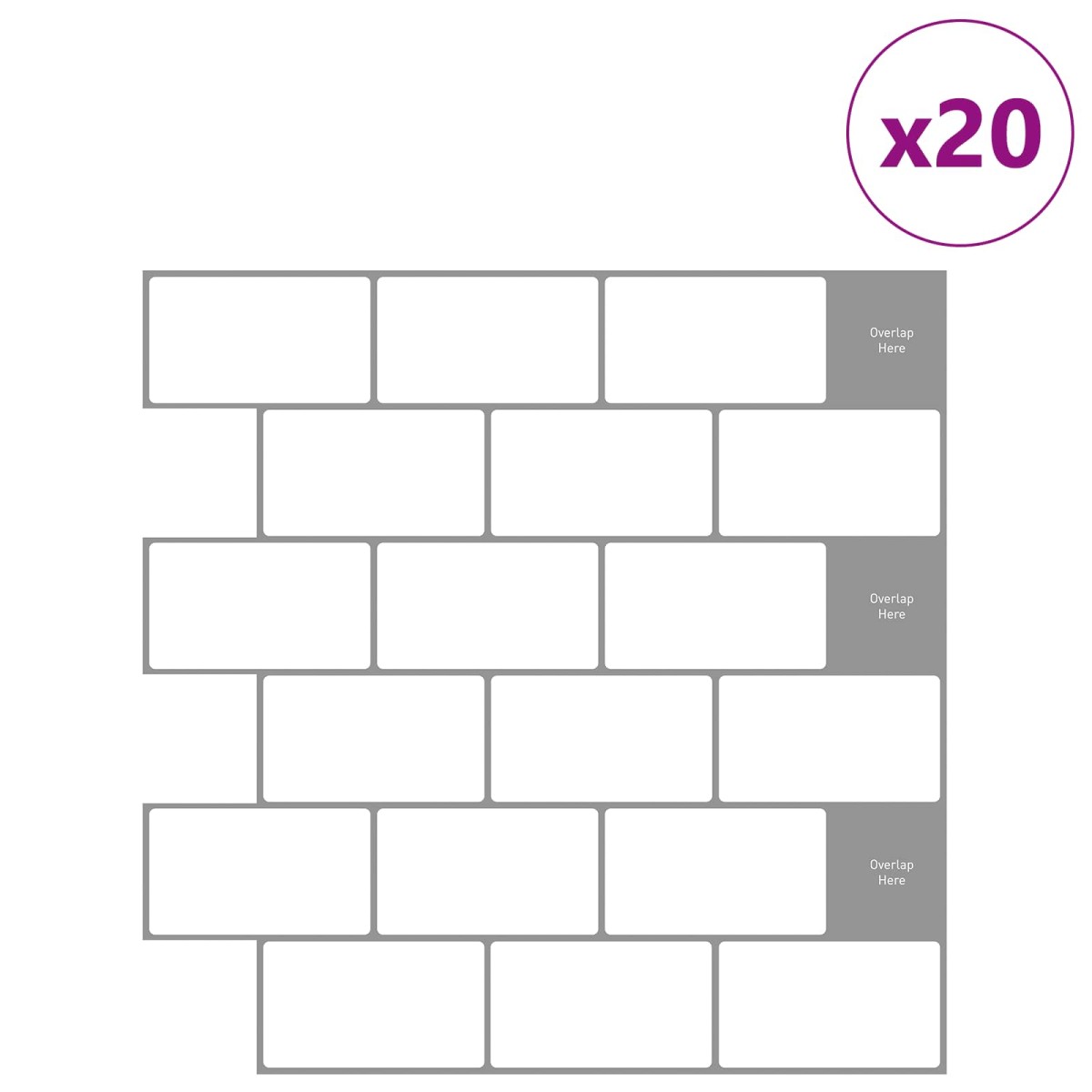 vidaXL Πλακάκι Subway 20 τεμ. Λευκό Γκρι 30 x 30 cm