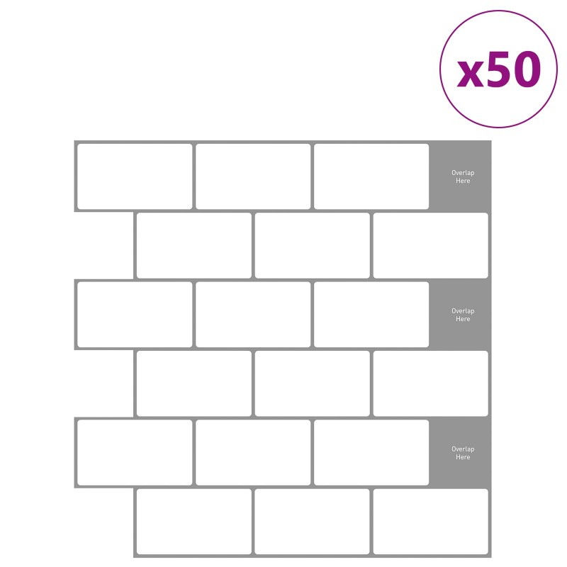 vidaXL Πλακάκι Subway 50 τεμ. Λευκό Γκρι 30 x 30 cm