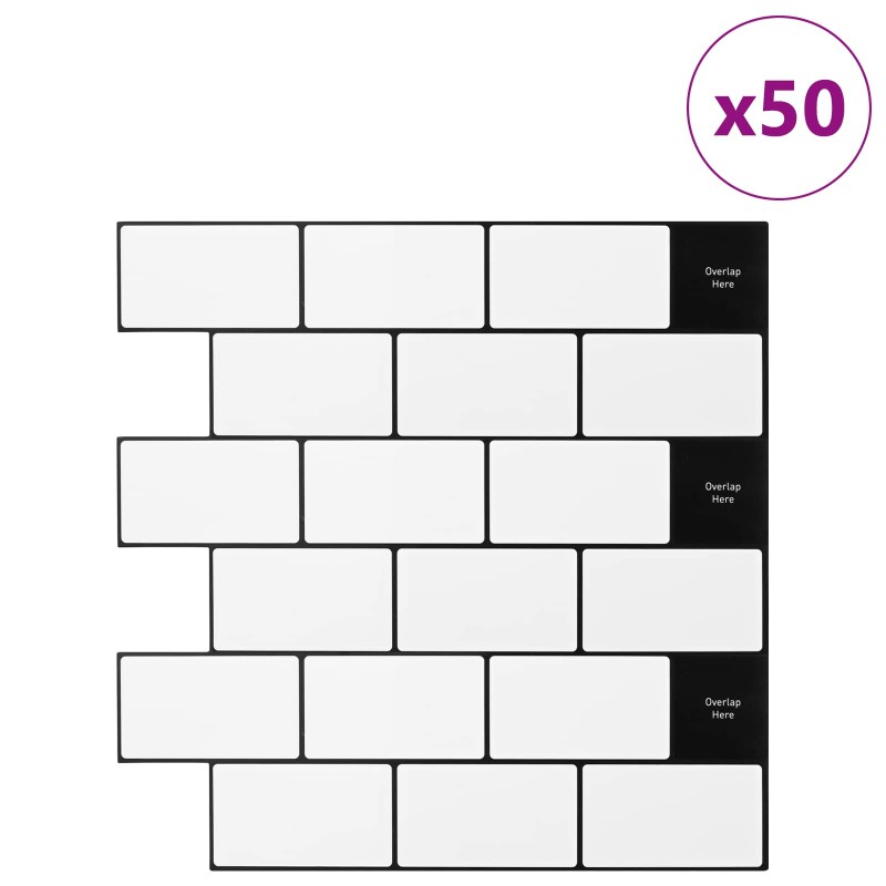 vidaXL Πλακάκι Subway 50 τεμ. Λευκό Μαύρο 30 x 30 cm