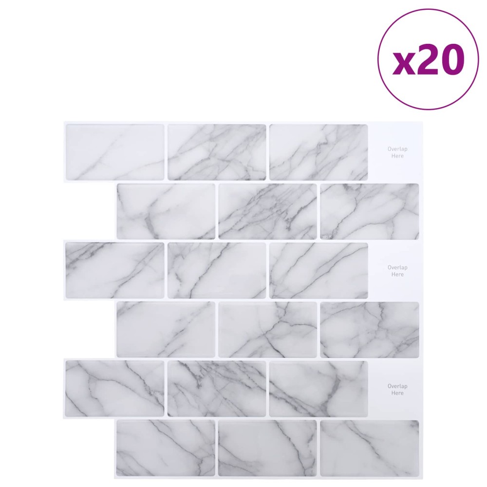 vidaXL Πλακάκι Subway 20 τεμ. Λευκό Μάρμαρο 30 x 30 cm