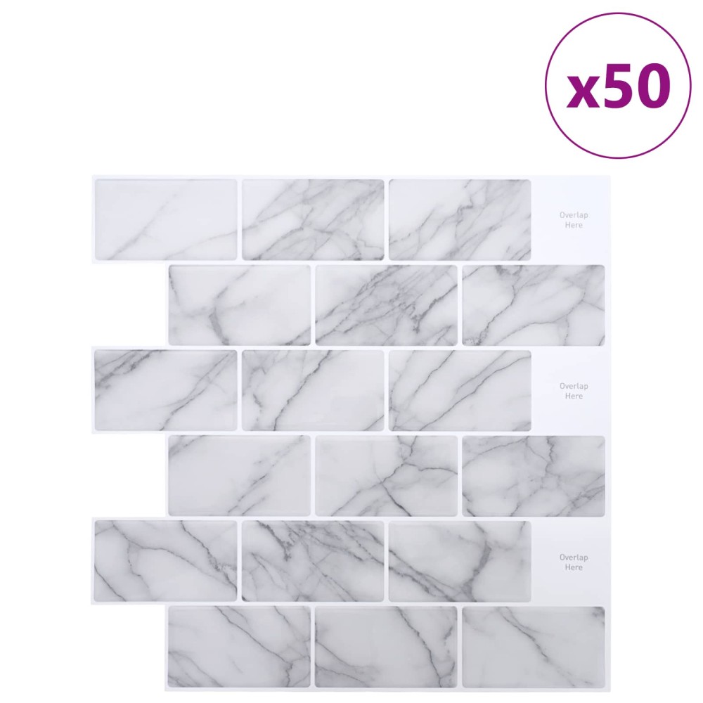 vidaXL Πλακάκι Subway 50 τεμ. Λευκό Μάρμαρο 30 x 30 cm