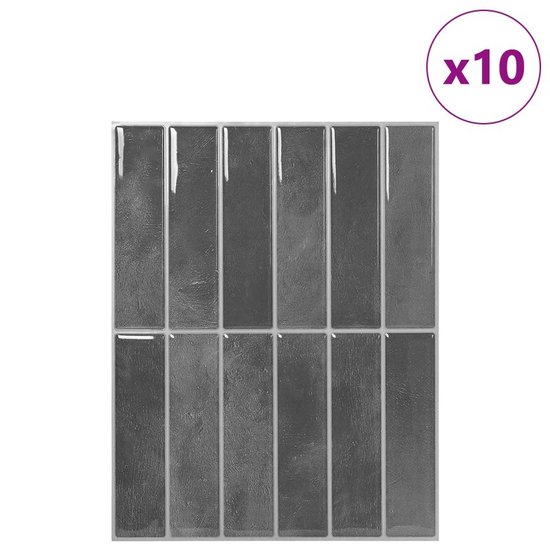 vidaXL Ορθογώνιο Πλακάκι 10 τεμ. Γκρι 29 x 23 x 0,08 εκ