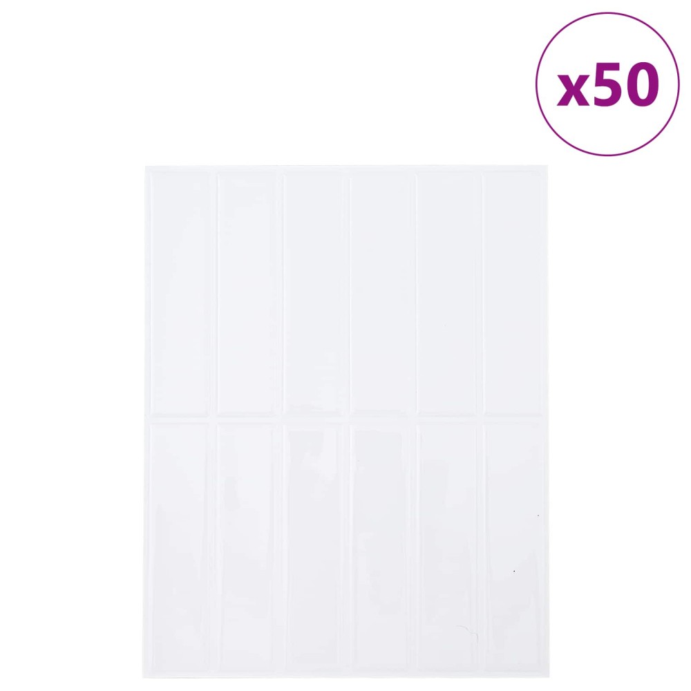 vidaXL Ορθογώνιο Πλακάκι 50 τεμ. Λευκό 29 x 23 x 0,08 εκ
