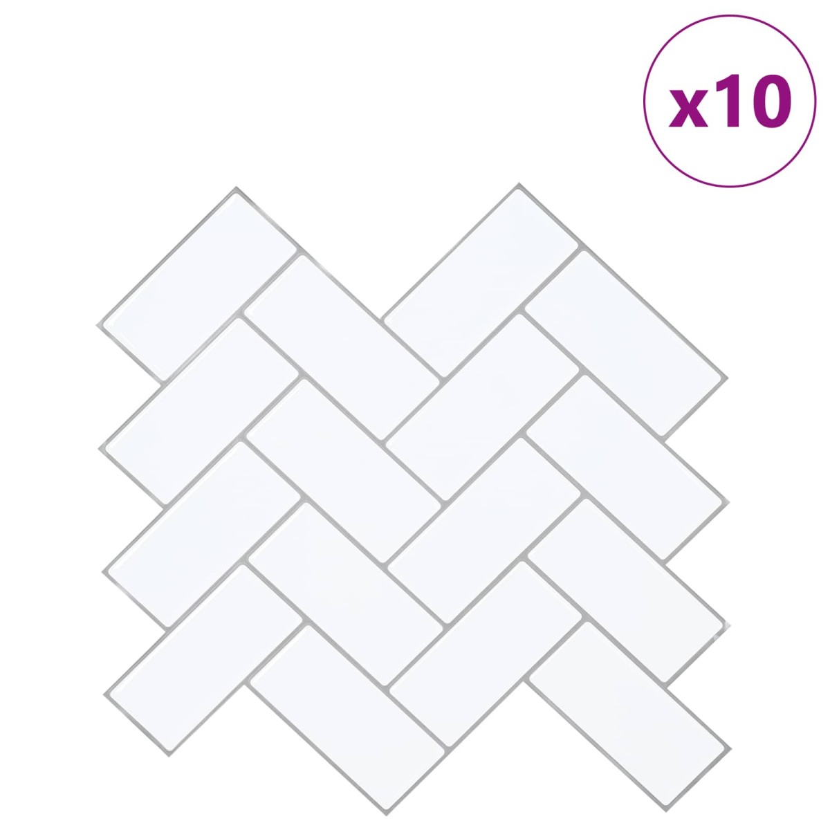 vidaXL Πλακάκι ψαροκόκαλο 10 τεμ. Λευκό Γκρι 30 x 30 cm