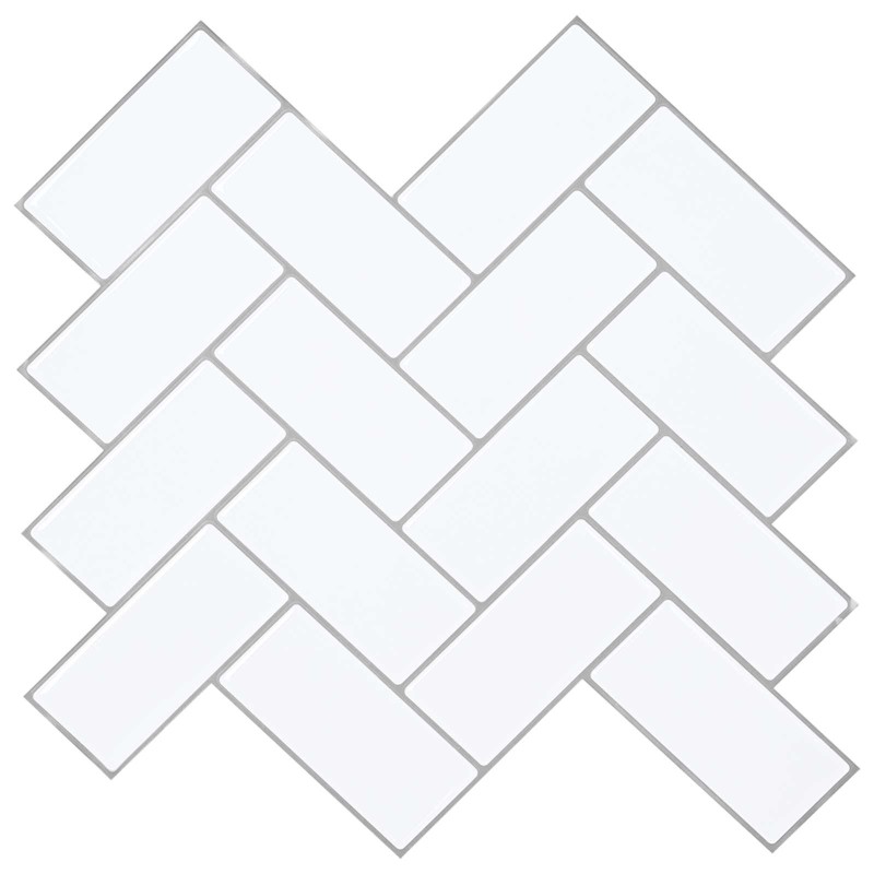 vidaXL Πλακάκι ψαροκόκαλο 10 τεμ. Λευκό Γκρι 30 x 30 cm