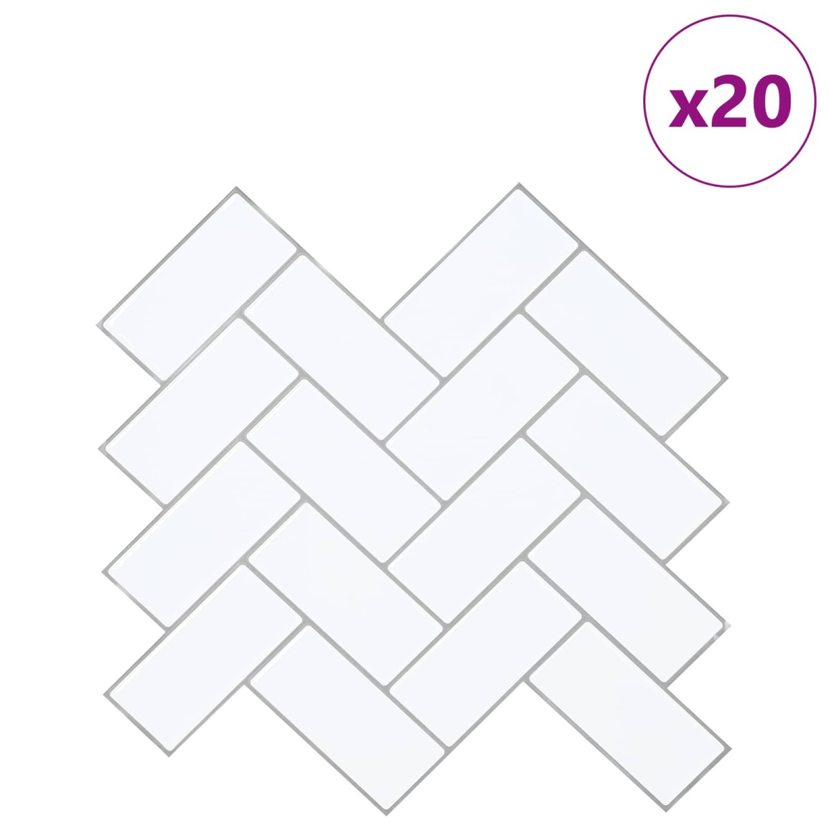 vidaXL Πλακάκι ψαροκόκαλο 20 τεμ. Λευκό Γκρι 30 x 30 cm