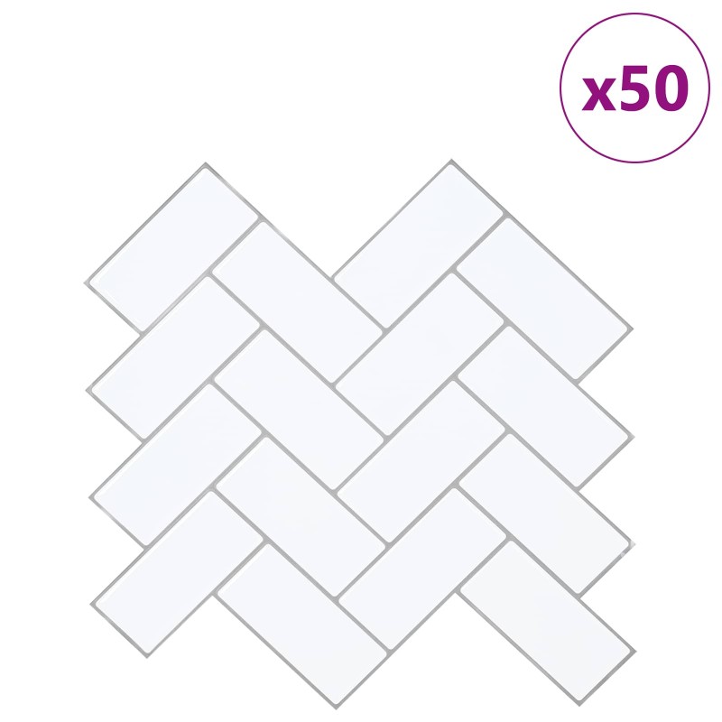 vidaXL Πλακάκι ψαροκόκαλο 50 τεμ. Λευκό Γκρι 30 x 30 cm