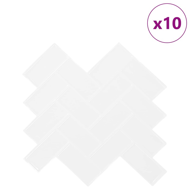 vidaXL Πλακάκι ψαροκόκαλο 10 τεμ. Λευκό 30 x 30 cm