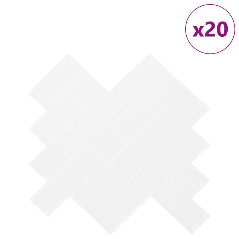 vidaXL Πλακάκι ψαροκόκαλο 20 τεμ. Λευκό 30 x 30 cm