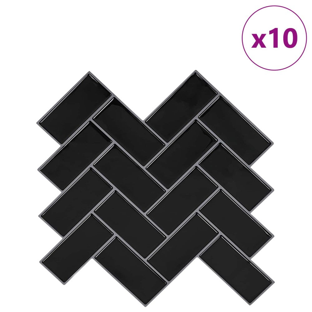 vidaXL Πλακάκι ψαροκόκαλο 10 τεμ. Μαύρο 30 x 30 cm