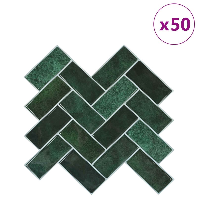 vidaXL Πλακάκι ψαροκόκαλο 50 τεμ. Σκούρο Πράσινο 30 x 30 cm