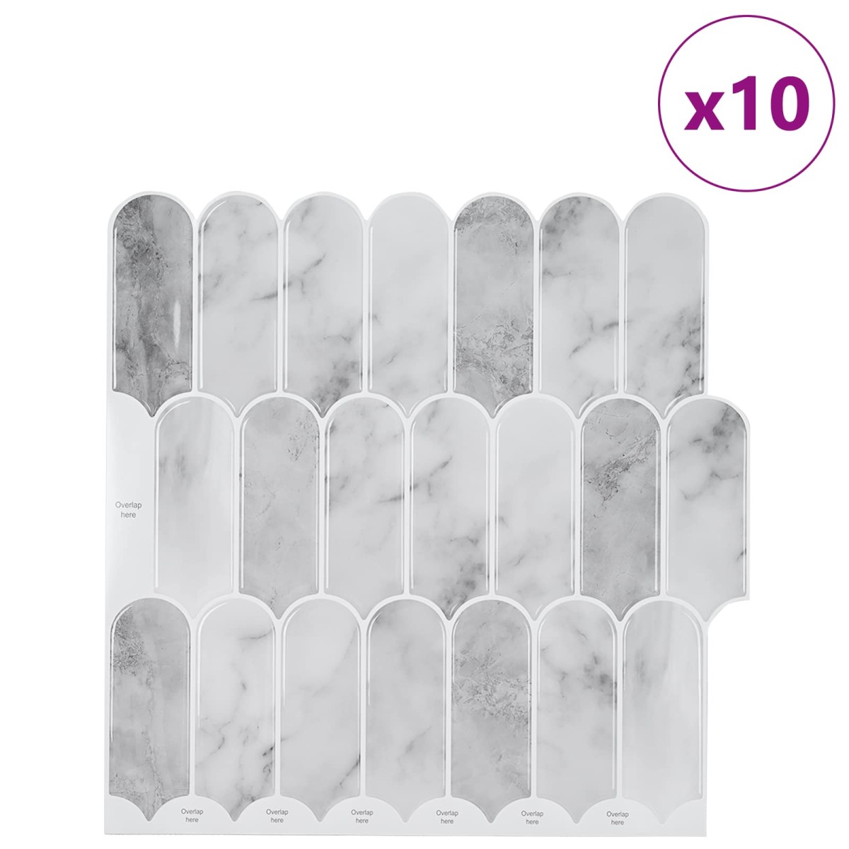 vidaXL Πλακάκι Φτερού 10 τεμ. Γκρι Μάρμαρο 30 x 30 cm