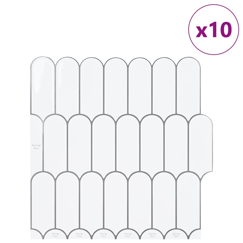 vidaXL Πλακάκι Φτερού 10 τεμ. Λευκό Γκρι 30 x 30 cm