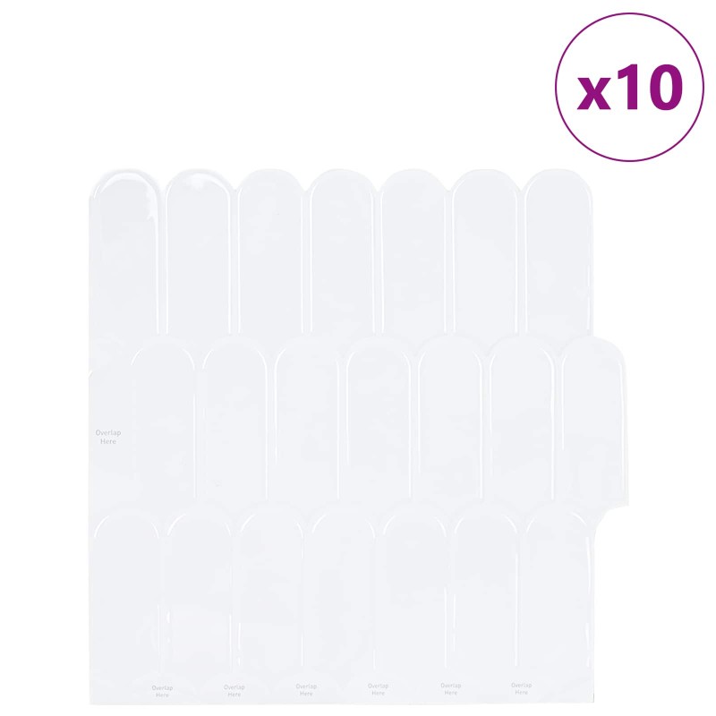 vidaXL Πλακάκι Φτερού 10 τεμ. Λευκό 30 x 30 cm Πολυουρεθάνη και PET