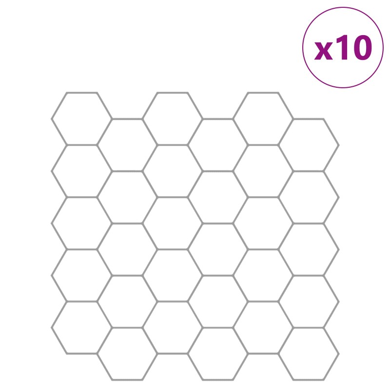 vidaXL Εξάγωνο Πλακάκι 10 τεμ. Λευκό Γκρι 30 x 30 cm