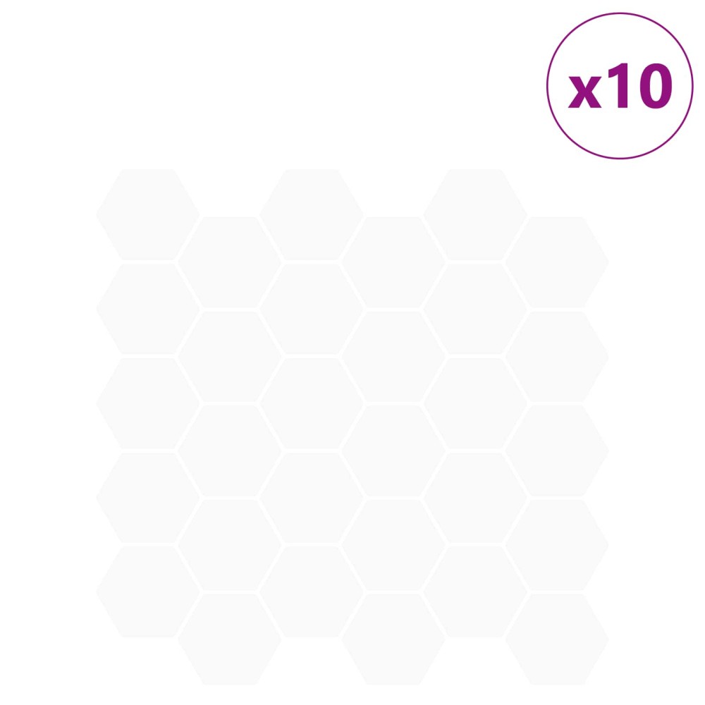 vidaXL Εξάγωνο Πλακάκι 10 τμχ. Λευκό 30 x 30 cm Πολυουρεθάνη και PET