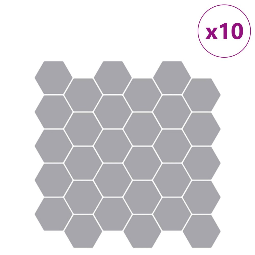 vidaXL Εξάγωνο Πλακάκι 10 τμχ. Γκρι 30 x 30 cm Πολυουρεθάνη και PET