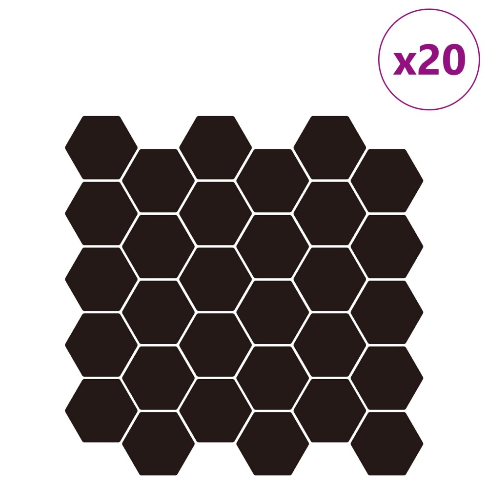 vidaXL Εξάγωνο Πλακάκι 20 τμχ. Μαύρο 30 x 30 cm Πολυουρεθάνη και PET